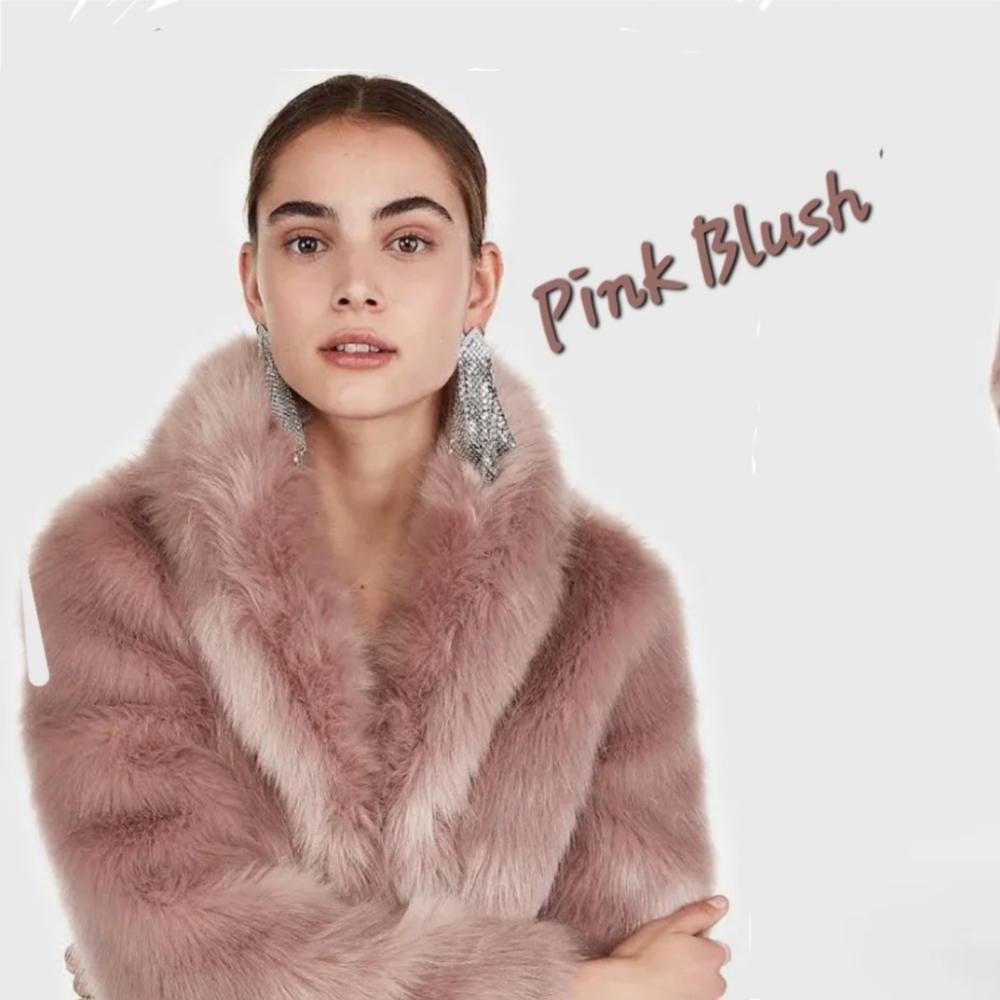 EXPRESS FUR COAT SOFT PINK BLUSH ROSE SIZE XS